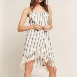 Z&L Europe Medium 100% cotton wrap style fringe Halter dress